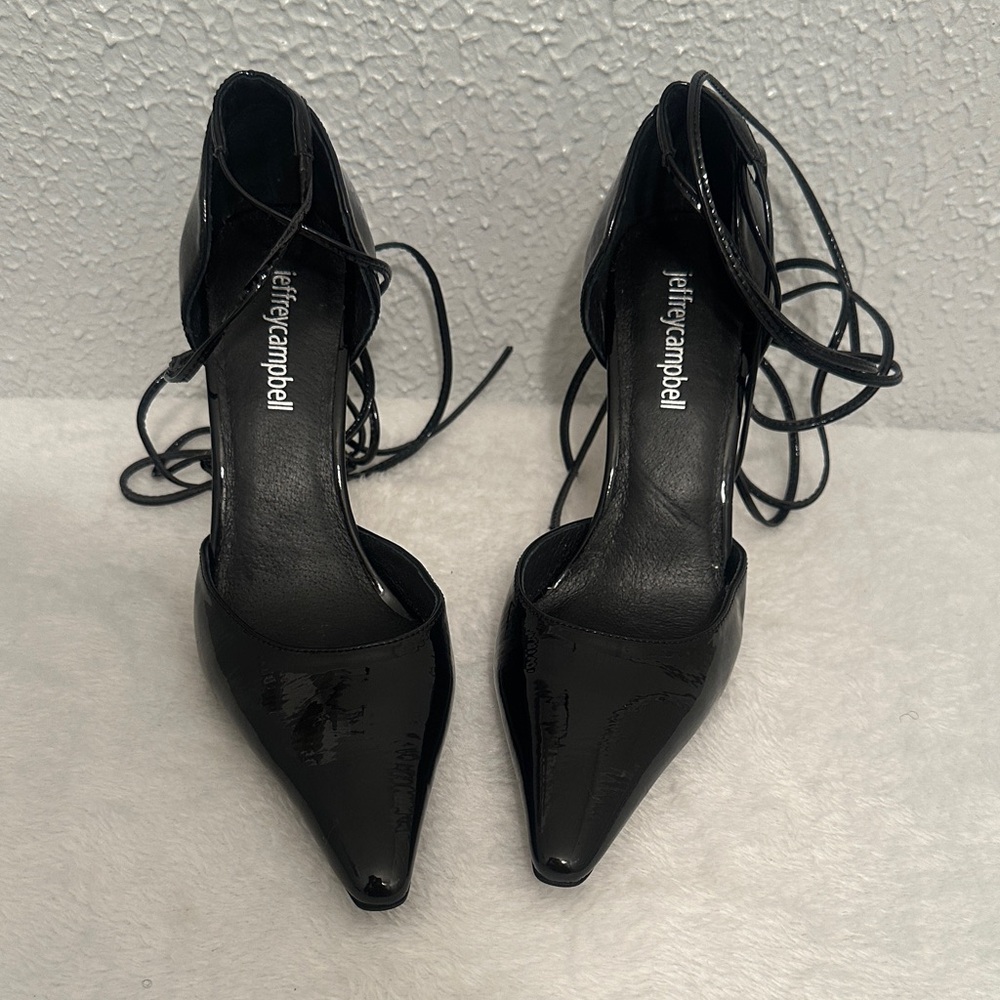 Jeffrey Campbell Demi d'Orsay pump in Black Patent finish with gold- tone Heels - Picture 11 of 15